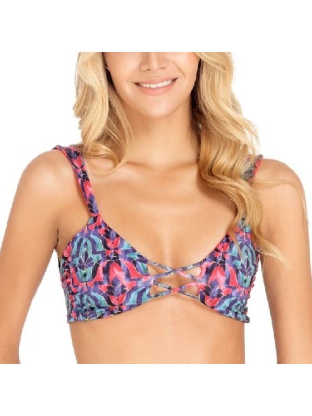 NWOT SAHA Reversible Bra Bikini Tropical Print